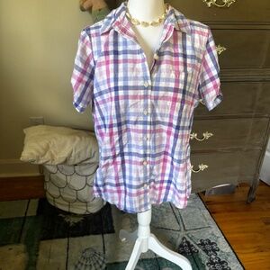 Riders By Lee Large Plaid Short Sleeve Button Down Shirt